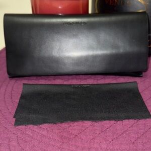 Saint Laurent Black Leather Soft Shell Eyeglass Case